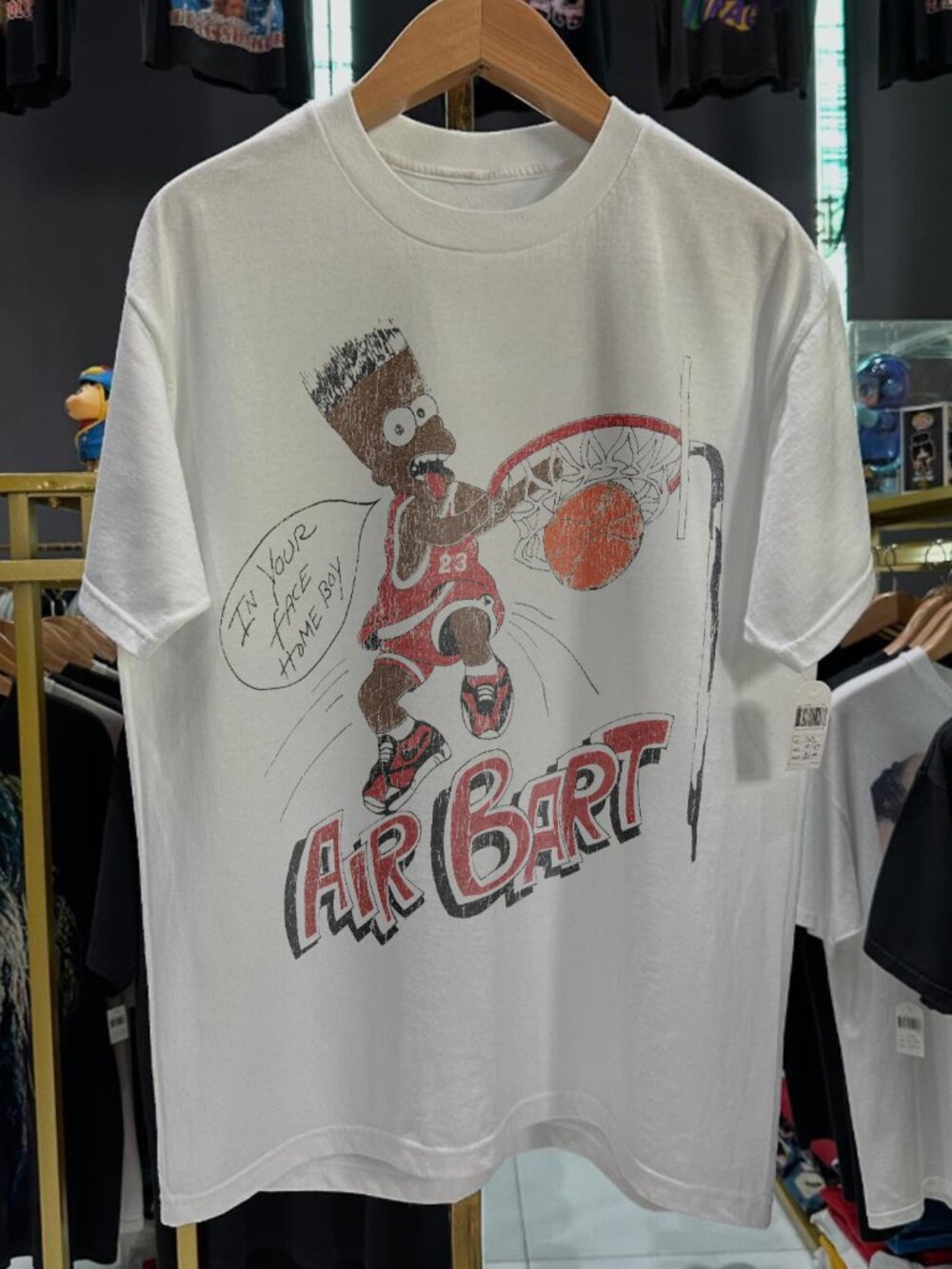90s Air Bart In Your Face Homeboy Boot Bart Rare White T-Shirt